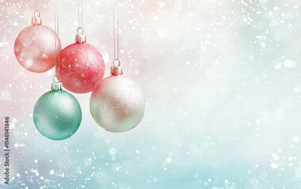 A soft pastel holiday background with subtle ornaments and an empty space at the bottom for text A soft pastel holiday background with subtle ornaments and an empty space at the bottom for text
