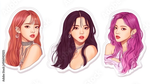 Three Stylish Women with Vibrant Hair Colors