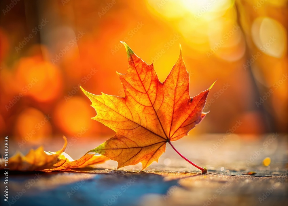 Simple orange and yellow leaves create a minimal autumn scene. Simple orange and yellow leaves create a minimal autumn scene.