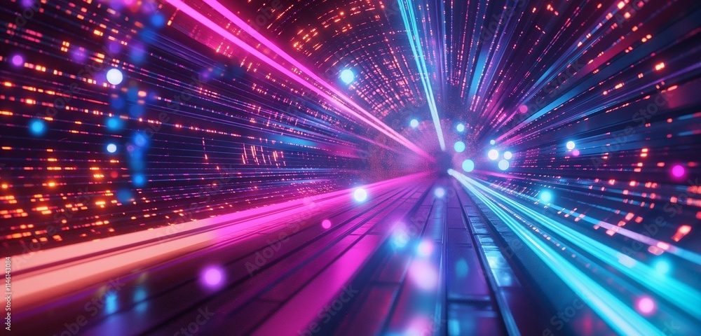 A futuristic technology background with neon-lit digital tunnels and floating data streams, representing the speed and efficiency of modern data processing. A futuristic technology background with neon-lit digital tunnels and floating data streams, representing the speed and efficiency of modern data processing.