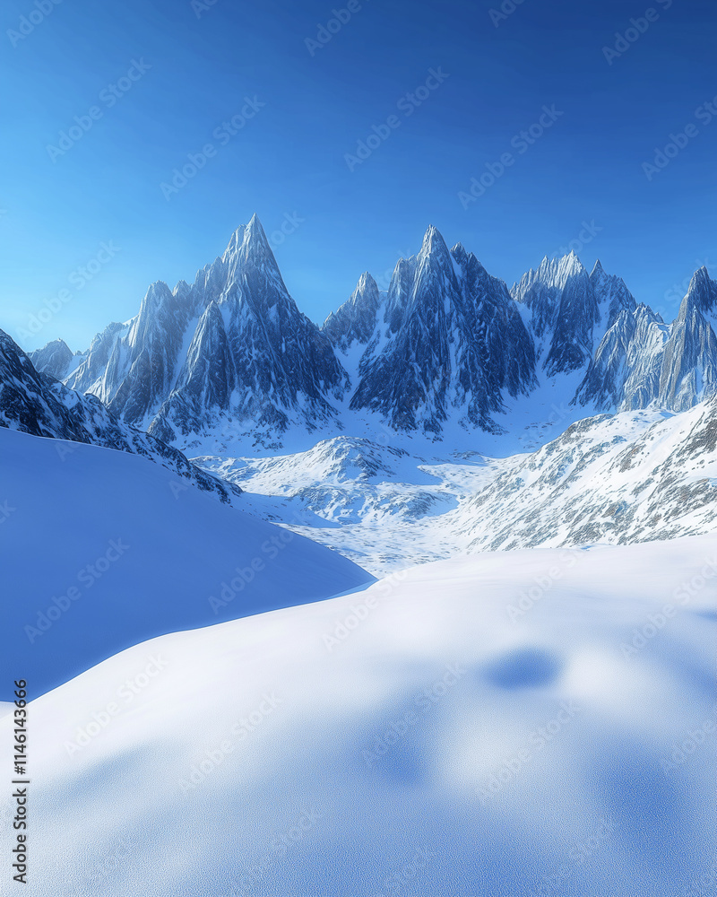 Obraz premium Minimalist Snowy Mountains landscape