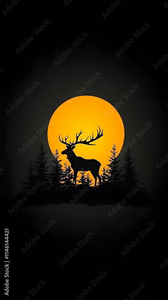 Majestic Deer Silhouette Illustration Majestic Deer Silhouette Illustration
