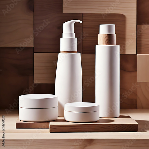 Natural Skincare Collection in Beige Tones product mockup.