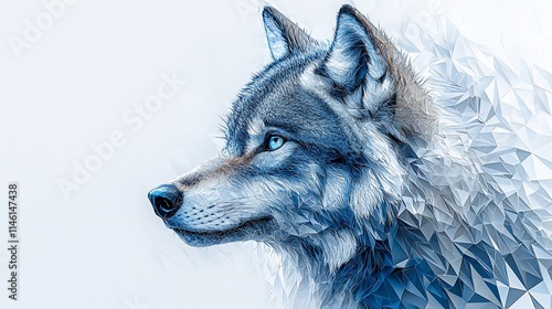 Wallpaper Mural Wolf head, geometric, low poly, blue, white background. Torontodigital.ca