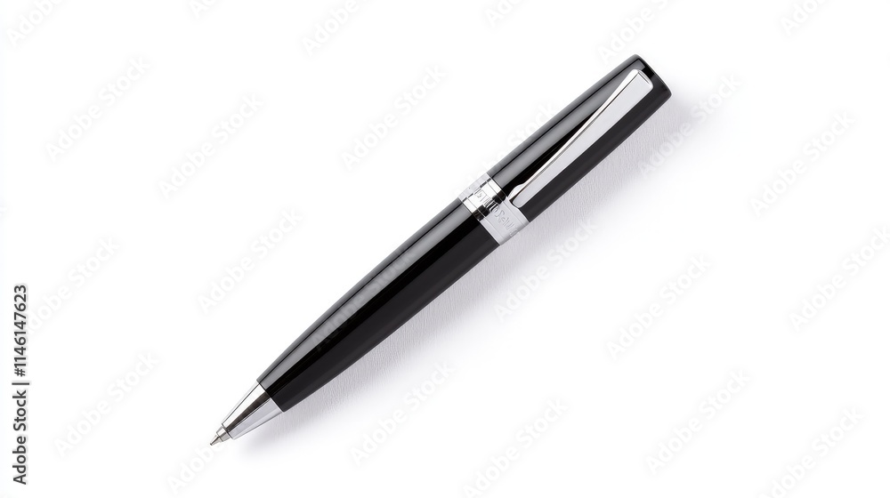 Sleek black ballpoint pen isolated on white. Sleek black ballpoint pen isolated on white.