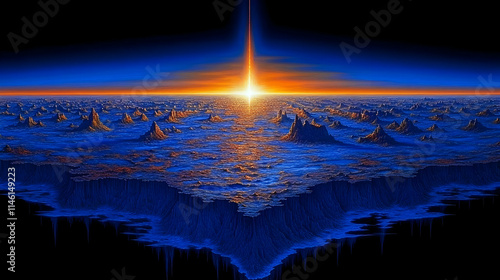 Abstract Sunset Landscape Illustration