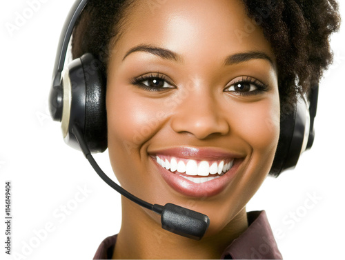 Happy female call center operator