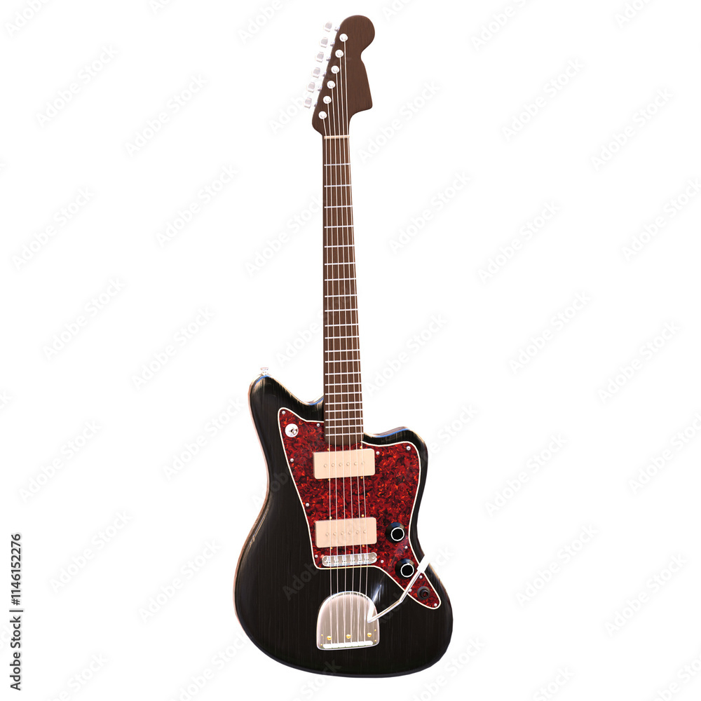 Naklejka premium 3d render guitar with transparent background