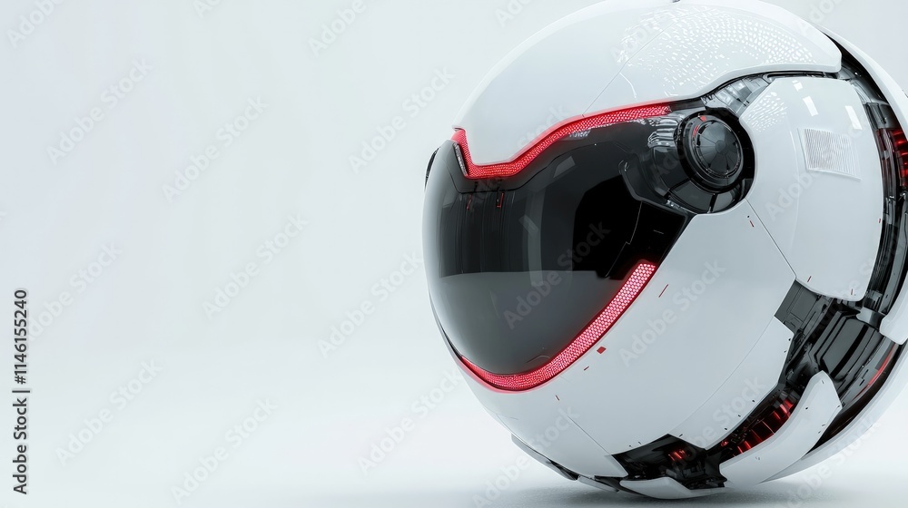 Futuristic white sphere robot with red lights. Futuristic white sphere robot with red lights.