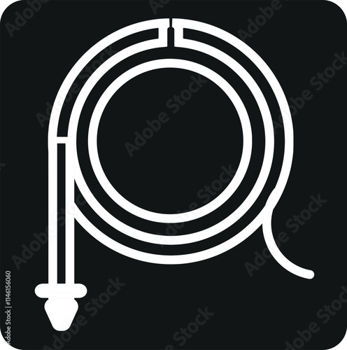 hose black and white icon vector symbol fire hose reel sign symbol. vector icon