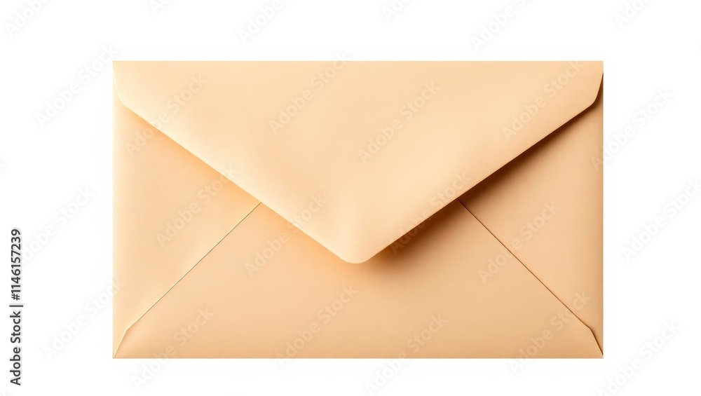 Closed beige envelope isolated on white background representing communication Closed beige envelope isolated on white background representing communication