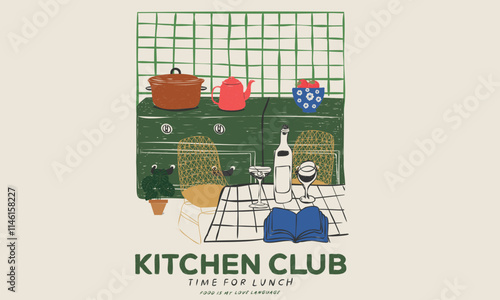 Fresh start your day. Kitchen room abstract art. Kitchen club artwork. Holiday special recipes artwork for t shirt print, poster, sticker, background and other uses.