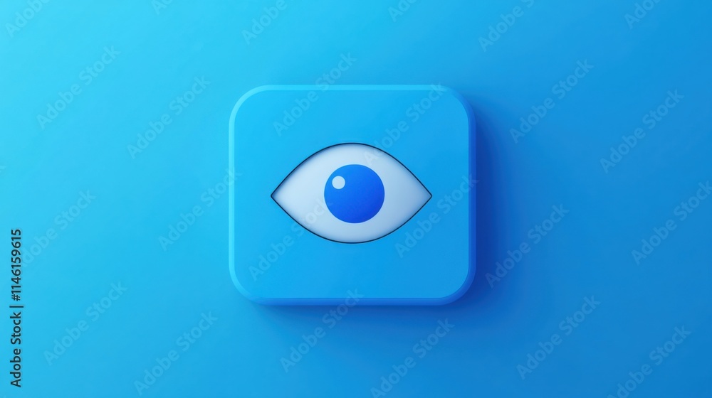 a blue square with a blue eye on it a blue square with a blue eye on it