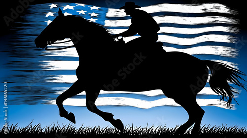 Silhouette Cowboy Horse Illustration photo