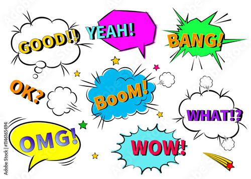 アメコミ 吹き出し OMG! BOOM! BANG! 漫画の背景 アイコン素材