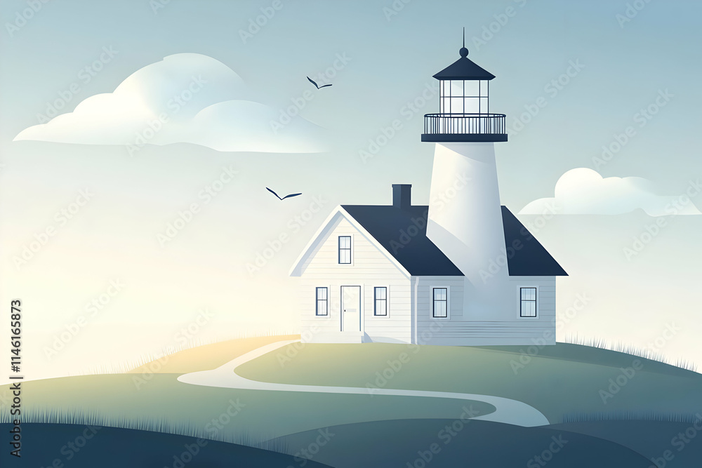 Lighthouse Coastal Illustration Lighthouse Coastal Illustration