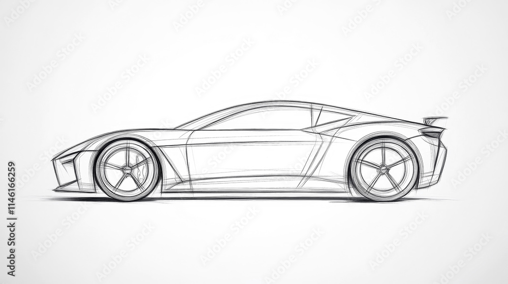 Fototapeta premium Detailed hand-drawn sketch of an elegant sports car design