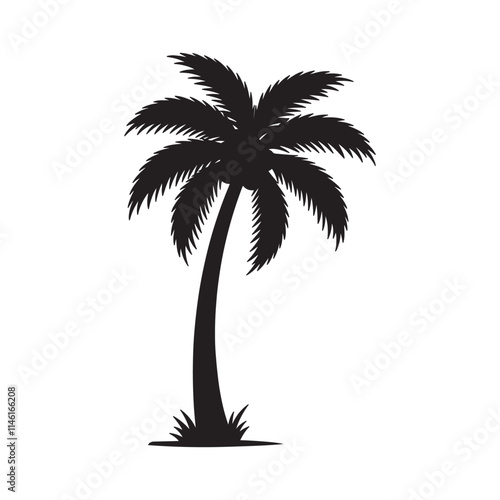 Coconut tree silhouette clipart vector