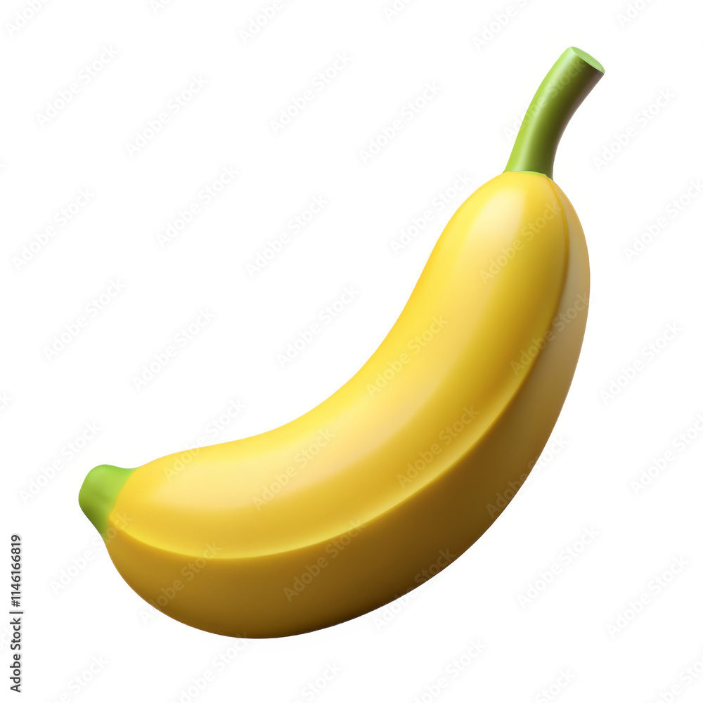 Realistic 3D of a Single Fresh Yellow Banana on White Background Realistic 3D of a Single Fresh Yellow Banana on White Background
