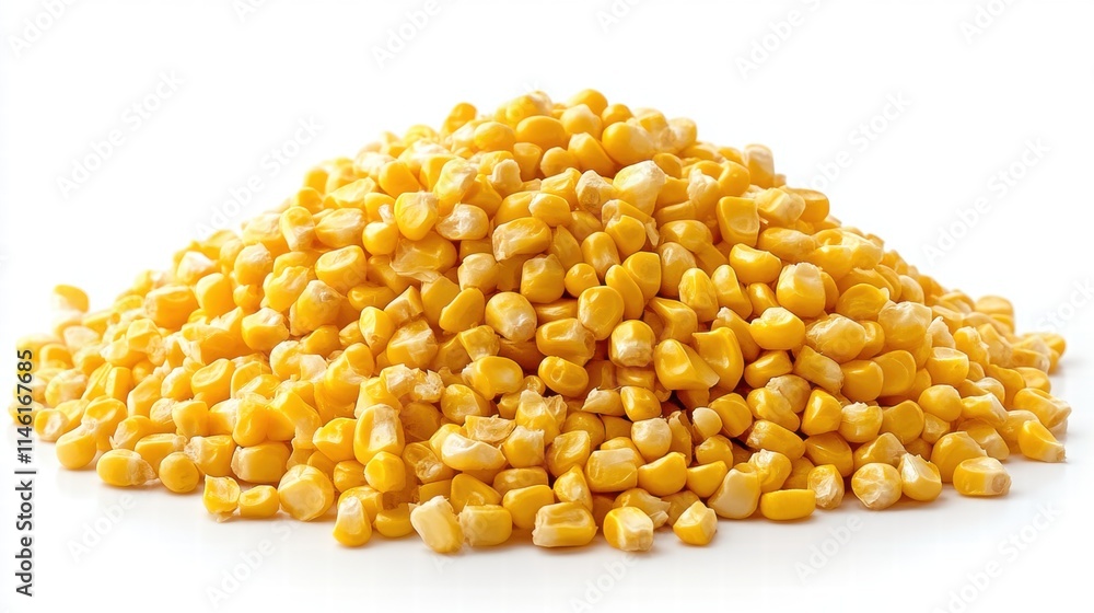 Fresh Yellow Corn Kernels Pile on White Background Ideal for Healthy Cooking, Salad Preparation, and Nutritional Food Photography for Culinary Use and Recipes Fresh Yellow Corn Kernels Pile on White Background Ideal for Healthy Cooking, Salad Preparation, and Nutritional Food Photography for Culinary Use and Recipes