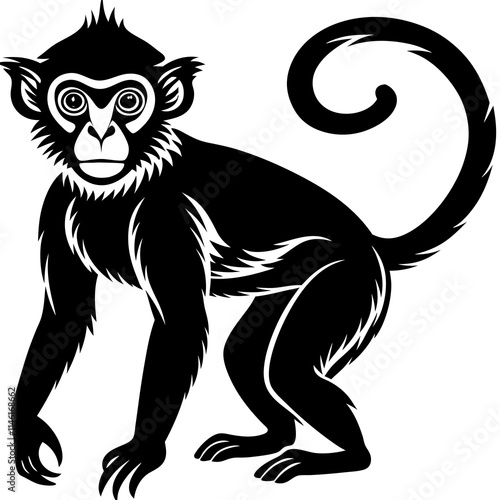 black and cartoon illustration of a monkey photo