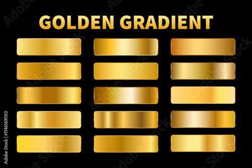 A black background with a gradient gold metal color set