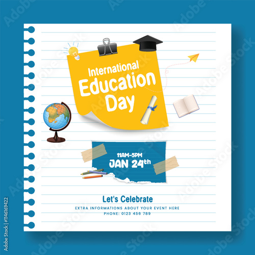 Creative educational social media posts template design for international day of education, back to school social media post banner, kindergarten, online language learning social media post and flyer