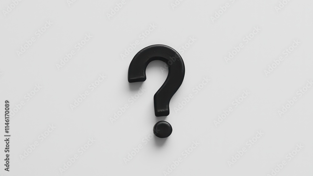 Stylized black question mark with a soft shadow on a white background Stylized black question mark with a soft shadow on a white background