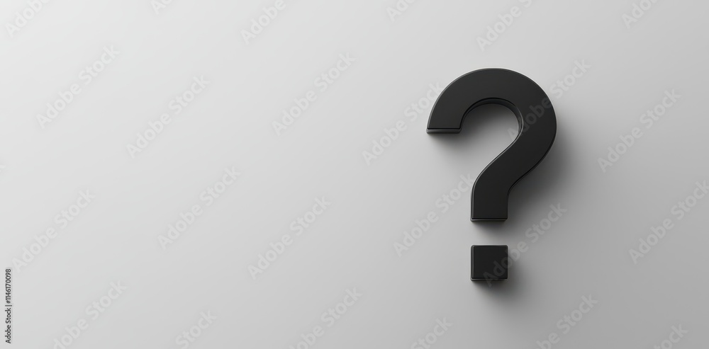 Black question mark with gradient shadow on a white background Black question mark with gradient shadow on a white background