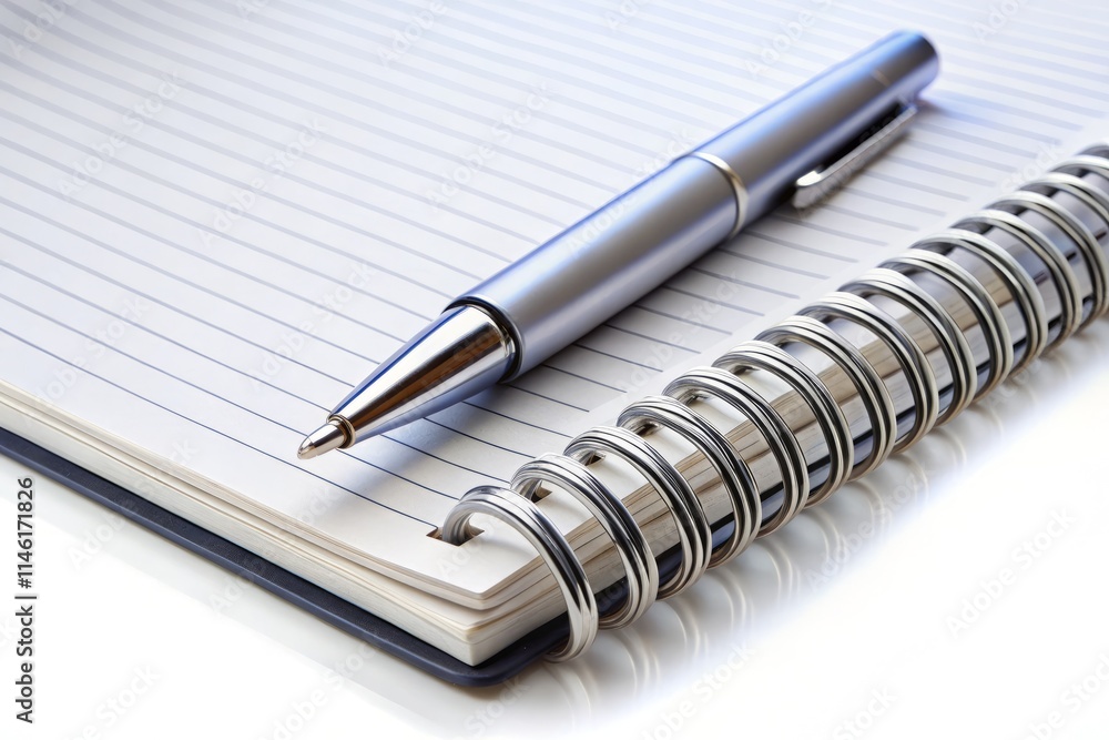 Spiral Notebook Close-up Wide Angle Photography: Pen Resting on Pages Spiral Notebook Close-up Wide Angle Photography: Pen Resting on Pages