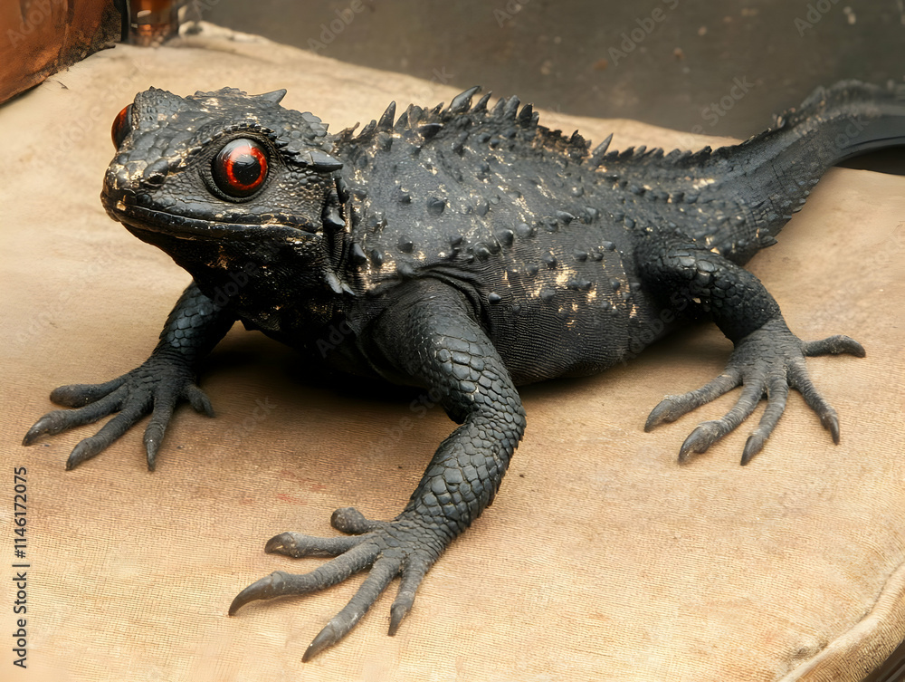 Naklejka premium Black Reptile Realistic Image