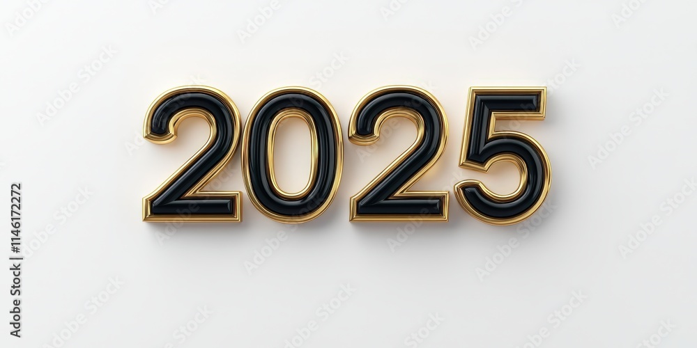 3D 2025 Number on White Surface, Representing a Bright and Prosperous Future in the Coming Happy New Year. 3D 2025 Number on White Surface, Representing a Bright and Prosperous Future in the Coming Happy New Year.