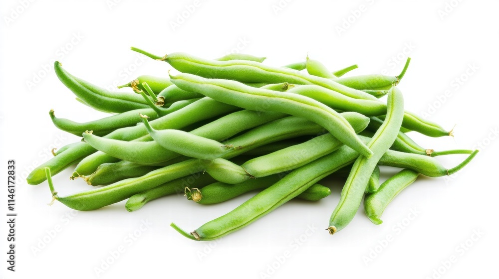 Fresh Green Beans Piled Together on a White Background Ideal for Health Food or Culinary Concepts in Stock Photos Fresh Green Beans Piled Together on a White Background Ideal for Health Food or Culinary Concepts in Stock Photos
