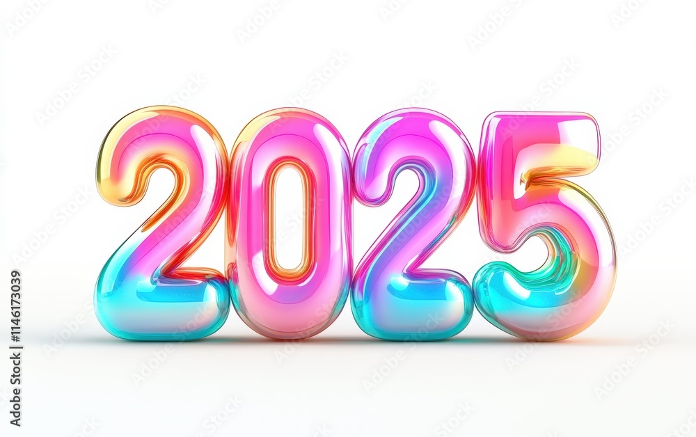 3D 2025 Colorful Number on White Surface, Representing a Bright and Prosperous Future in the Coming Happy New Year. 3D 2025 Colorful Number on White Surface, Representing a Bright and Prosperous Future in the Coming Happy New Year.