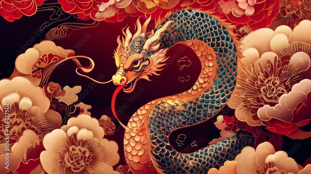 Chinese New Year 2025 vector illustration of Year of Snake cover, poster and sale banner. Chinese zodiac Snake symbol. Chinese New Year 2025 vector illustration of Year of Snake cover, poster and sale banner. Chinese zodiac Snake symbol.