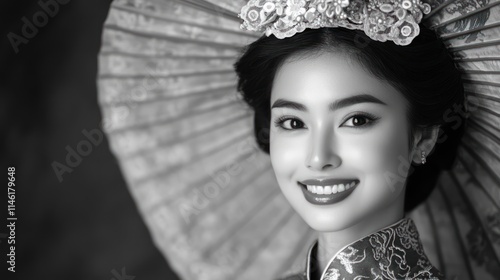 Elegant Asian Woman in Traditional Attire photo