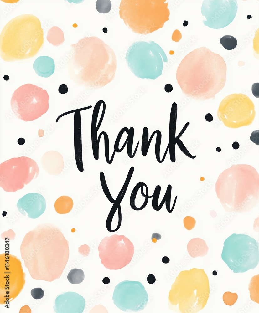 Thank You Greeting Card with Watercolor Polka Dots Thank You Greeting Card with Watercolor Polka Dots