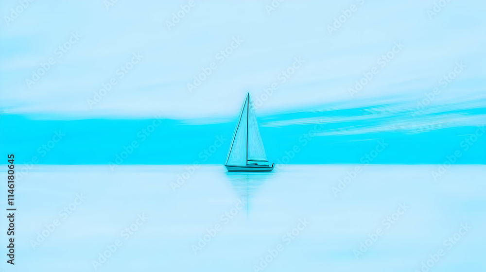 Obraz premium Solitary Sailboat Illustration