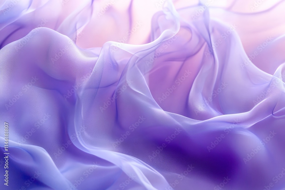 Obraz premium Waves of soft purple silk cascade gracefully, creating a luscious and tranquil composition that exudes luxury and elegance in gentle, undulating forms.