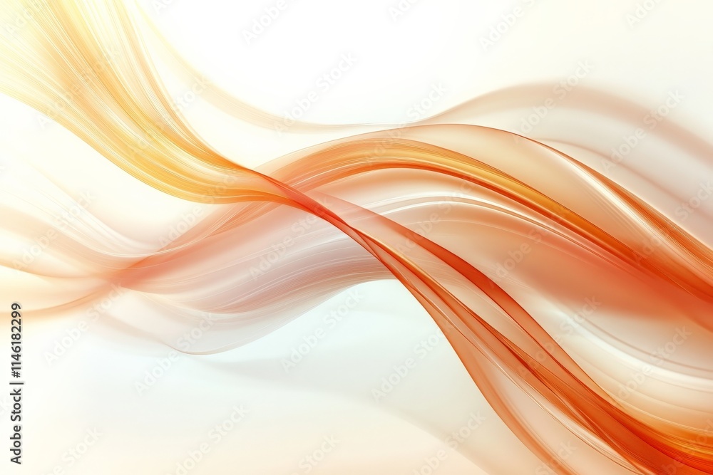 Elegant flowing orange waves create a minimalist design with a sense of movement and sophistication, featuring gentle curves and a soft color palette.
