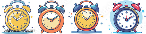 vector illustration of alarm clock - time icons