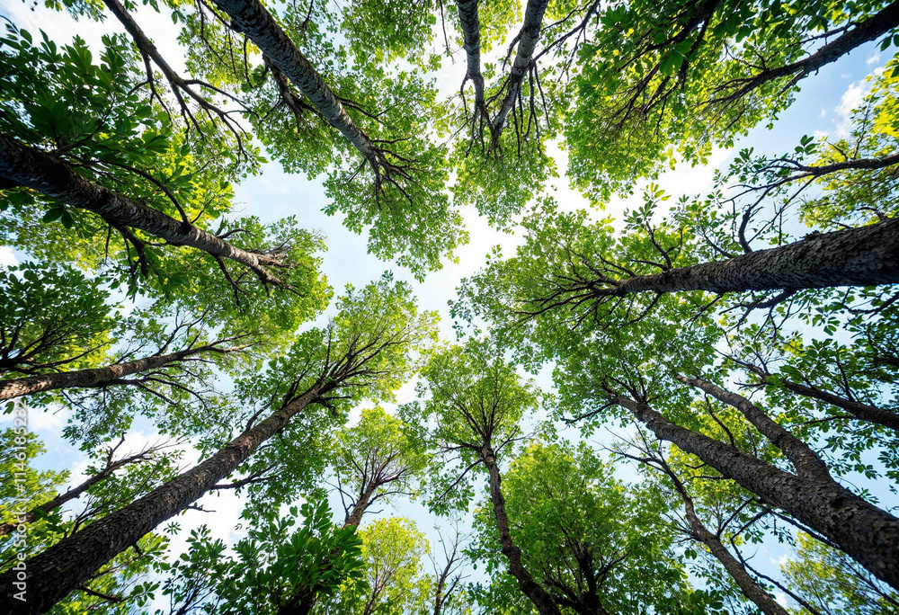 Fototapeta premium Green mangrove growth beneath, vital climate change solution, natural carbon filtration, promoting sustainable ecosystems