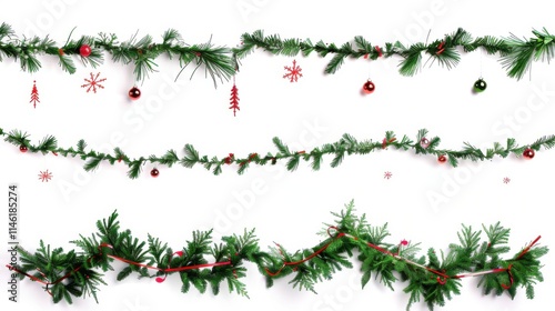 Wallpaper Mural Christmas garlands on white background Torontodigital.ca