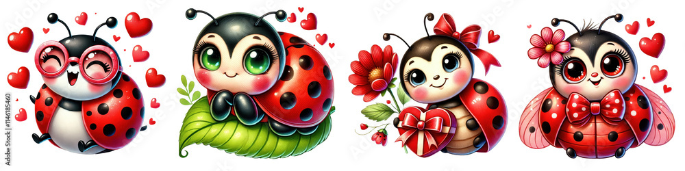 Naklejka premium Valentine cute ladybug