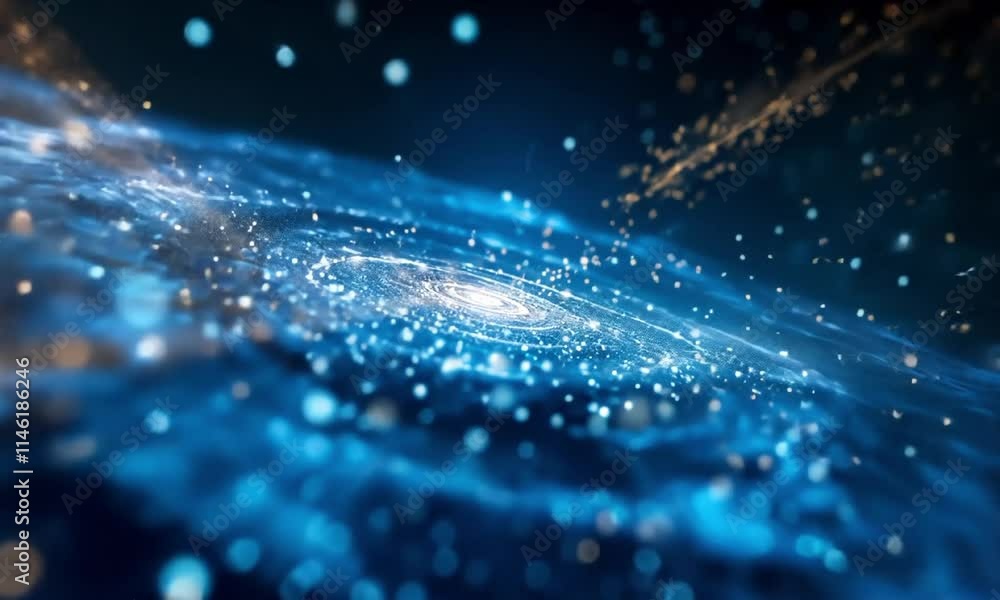 Radiant blue spiral galaxy glowing with countless stars, cosmic dust video animation. Galactic wonder, deep space animated footage HD clip seamless motion graphics. Outerspace concept