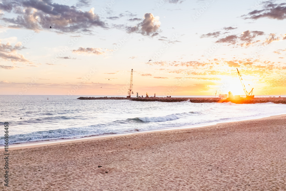 Vilamoura Marina beach, Portugal on an autumn evening