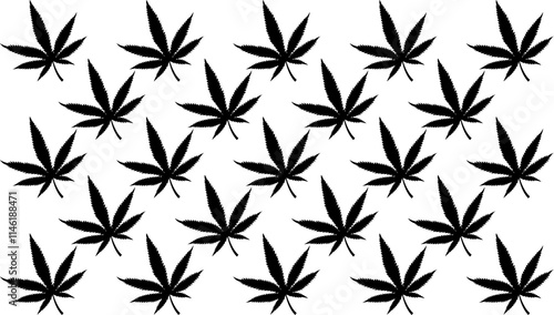 Marijuana pattern. Cannabis leaf on the wgite background. Vector Illustration. photo