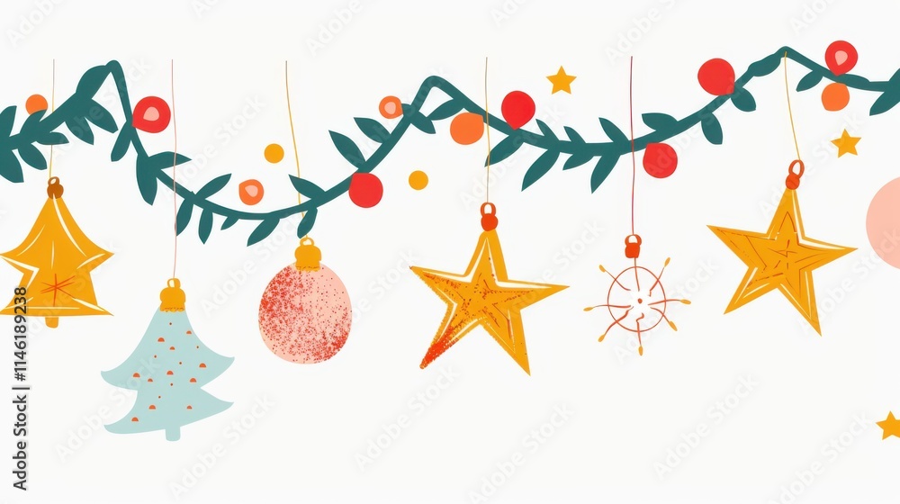 Christmas garlands on white background Christmas garlands on white background