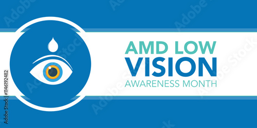 AMD/Low vision awareness month observed each year during February. Vector illustration banner, Holiday, poster, card and background design.