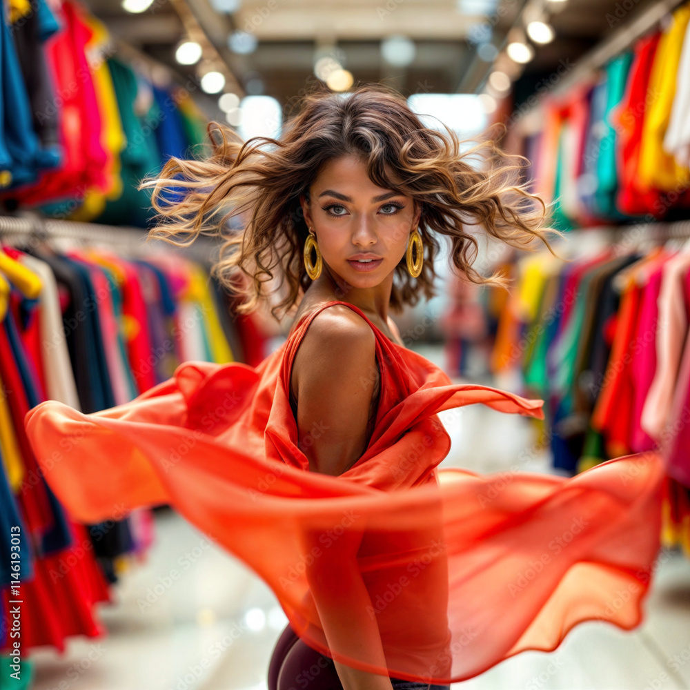 Attractive woman in a clothing store Attractive woman in a clothing store